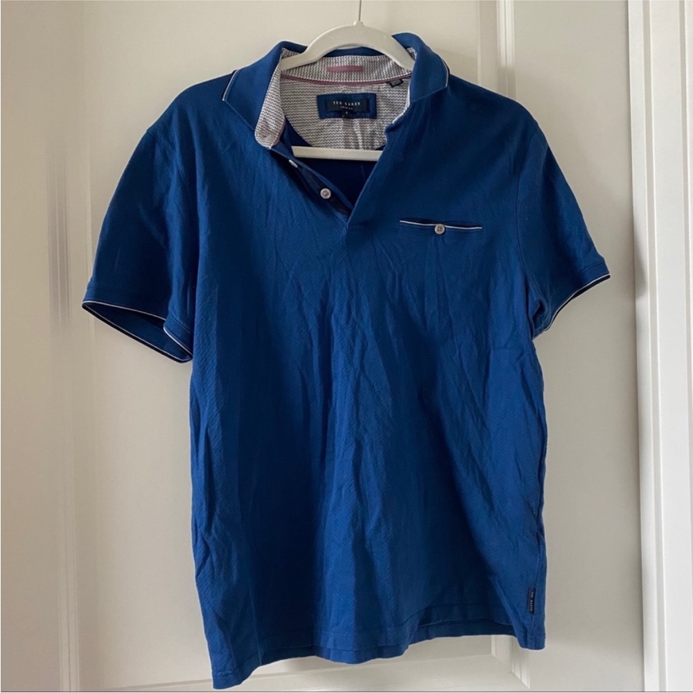 Ted baker button front blue classic men’s tee. Polo shirt.